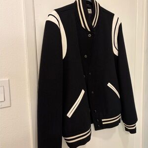 Saint Laurent Black and White Bomber Jacket